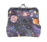 Porte-monnaie portable en cuir PU bleu marine Skater Goose, Planètes violettes, one size, Planètes violettes