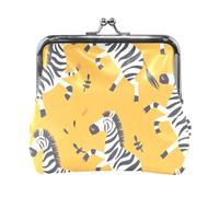 Porte-monnaie portable en cuir PU bleu marine Skater Goose, Zèbres Jaune, one size, Zèbres Jaune