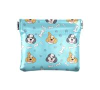 Porte-monnaie portable en cuir synthétique avec branches de fleurs rouges et branches noires - Pour un usage quotidien - Dimensions : 10,9 x 9,4 cm, Cute Dogs Bones Bleu clair, one size, Cute Dogs