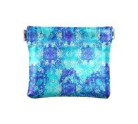 Porte-monnaie portable en cuir synthétique avec branches de fleurs rouges et branches noires - Pour un usage quotidien - Dimensions : 10,9 x 9,4 cm, Mandala bleu aquarelle, one size, Mandala bleu