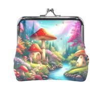 Porte-monnaie portable en cuir synthétique avec roses rouges pour femme, 11,4 x 10,4 cm, Village de champignons, one size, Village de champignons