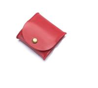 Porte-monnaie portable en cuir véritable - Design vintage - Pour écouteurs - Pour homme et femme, Rouge, 2 pièces