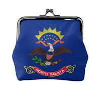 Porte-monnaie portable en fibre de cuir avec drapeau de l'État du Dakota du Nord, mini porte-monnaie pour femme, Noir , Taille unique, Pochette à monnaie