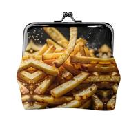 Porte-monnaie portable en fibre de cuir avec imprimé Fast Food pour femme, Noir , Taille unique, Pochette à monnaie