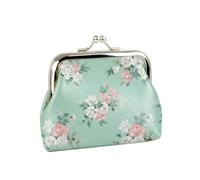 Porte-monnaie portable pour femme - Petit porte-monnaie en cuir avec serrure à baiser pour changer, clés, casque, rouge à lèvres - Vert