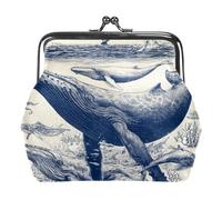 Porte-Monnaie/Porte-clés/Pochette à Monnaie - Motifs de mammifères Marins et de Baleines (2) - pour Femmes, Enfants et Filles