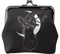 Porte-Monnaie Porte-Monnaie Chat Noir Pointu sorcière Chapeau Femmes Fille Exquis Baiser-Verrouillage Fermoir Fermeture Boucle Portefeuille Changement Sac à Main
