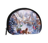 Porte-monnaie porte-monnaie, pochette de rangement pour bouteille de parfum, sac de rangement à fermeture éclair, sac à main pour femmes, hommes, enfants, Joyeux Noël., Shell storage bag, Pochette à