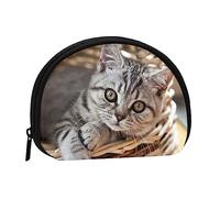 Porte-monnaie porte-monnaie pochette zèbre Shell sac de rangement fermeture éclair pour femmes, hommes enfants, chat, Shell storage bag, Pochette pour pièces