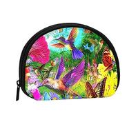 Porte-monnaie porte-monnaie pochette zèbre Shell sac de rangement fermeture éclair pour femmes, hommes enfants, Oiseaux Fleurs Papillon, Shell storage bag, Pochette pour pièces