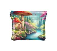 Porte-monnaie, porte-monnaie village champignon, porte-clé, porte-monnaie, porte-monnaie pour homme et femme, Village de champignons, one size, Village de champignons