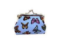 Porte Monnaie Portefeuille en Cuir PU avec Serrure à Baiser, Polyester, Clip de Coque coloré, Porte-Monnaie, Petite Pochette imprimée Papillon, Maquillage(Blue)