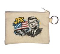 Porte-monnaie Portrait inspirant de John Kennedy Beige