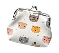 Porte-monnaie pour chat - Étui en cuir PU de 9 cm avec motif chat | Organiseur de poche extravagant au design animal pour le shopping , le travail, l'école, Tête de chat, riferimento