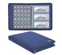 Porte-monnaie pour collectionneurs, 300 pochettes ignifuges et 36 pochettes pour accessoires de collection de monnaie, billets, timbres (bleu)