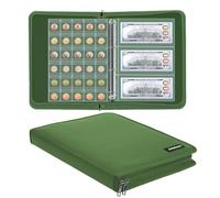 Porte-monnaie pour collectionneurs, 300 pochettes ignifuges et 36 pochettes pour accessoires de collection de monnaie, billets, pennies, timbres (vert)