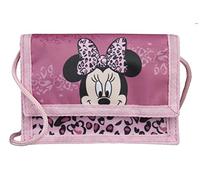 Porte-monnaie pour enfant fille Disney Minnie Mouse à accrocher autour du cou avec fermeture Velcro | Portefeuille pour enfant avec fenêtre pour carte de bus et carte de transport, Rose, Classique