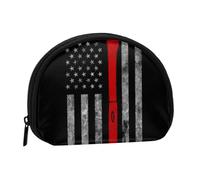 Porte-monnaie pour femme avec fermeture éclair Motif furets, Drapeau hache de pompier ligne rouge, One Size, Pochette à monnaie