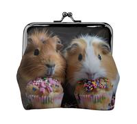 Porte-monnaie pour femme avec imprimé cochons d'Inde et cupcakes - Petites pochettes avec verrou pour pièces de monnaie, cartes, petits objets