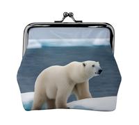 Porte-monnaie pour femme avec imprimé ours polaire - Petit porte-monnaie pour carte de crédit, carte d'identité et clés, noir, One Size, Vintage