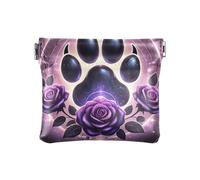 Porte-monnaie pour femme avec motif patte de rose violet, Patte Rose Violet, 4.33x3.74In, Patte Rose Violet