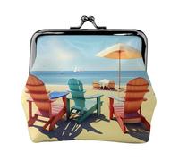 Porte-monnaie pour femme avec motifs de chaises de plage et de paysages