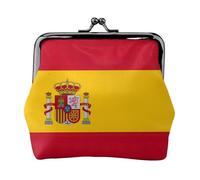 Porte-monnaie pour femme en cuir microfibre imprimé drapeau espagnol Kiss Lock Mini portefeuille pour cartes et rouge à lèvres