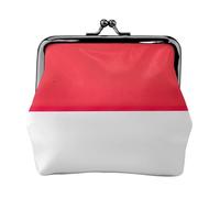 Porte-monnaie pour femme en cuir microfibre imprimé drapeau indonésien avec verrou de baiser, mini portefeuille pour cartes et rouge à lèvres