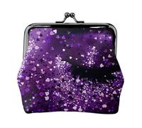 Porte-monnaie pour femme en cuir synthétique imprimé à paillettes avec serrure à baiser, Noir , Taille unique, Pochette à monnaie