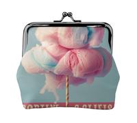 Porte-monnaie pour femme en cuir synthétique imprimé barbe à papa mignon porte-monnaie porte-monnaie, noir, taille unique, motif, Noir , Taille unique, Motif :