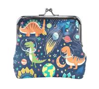 Porte-monnaie pour femme, motif carreaux bleus, 11,4 x 10,4 cm, Dinosaures colorés Planètes spatiales 2, one size, Planètes spatiales dinosaures colorés