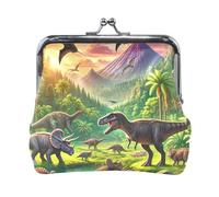 Porte-monnaie pour femme Motif fleurs de cerisier 11,4 x 10,4 cm, Dinosaures Coucher de soleil Orange, one size, Dinosaures Coucher de soleil Orange