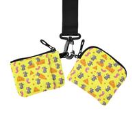 Porte-monnaie pour femme - Porte-monnaie - Avec fermeture éclair | Grande capacité, avec poche zippée pour pièces de monnaie, lot de 2, courses, vers de souris au fromage