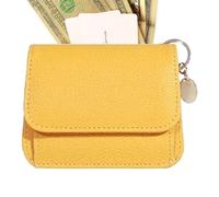 Porte-monnaie pour femme - Porte-monnaie pour femme | Porte-cartes à fermeture éclair en cuir synthétique | Petit porte-monnaie de voyage compact fait à la main pour carte d'identité, clé, jaune,