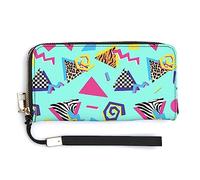 Porte-Monnaie pour Femme Portefeuilles Grande capacité Sac à Main à glissière Sac à Main pour Filles Dames Compatible avec Damier géométrique Zèbre Tigre Imprimé Léopard Vert Menthe Rétro Années 80 A