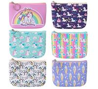 Porte-Monnaie pour Filles, Petiti Cuir Licorne À Glissière Porte-clés Portefeuille, Zip Sac Pochette à Bijoux Portable Pièce de Monnaie Femme et Enfant étudiant Bourse (6 Pièces)