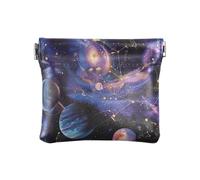 Porte-monnaie pour homme et femme Motif champignons et fleurs Taille 10,9 x 9,4 cm, Aquarelle Violette Planètes Galaxie, one size, Aquarelle Violette Planètes Galaxie