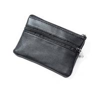 Porte-monnaie pour homme et femme - Petit sac à monnaie - Fermeture éclair - Porte-monnaie en cuir - Porte-clé, Noir , 2 pièces