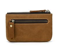 Porte-Monnaie pour Homme Porte-clés en Cuir avec Fermeture éclair Vintage(Colour 1)