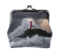Porte-monnaie pratique avec imprimé phare en tempête pour femme (11,5 x 10,5 cm), noir, One Size