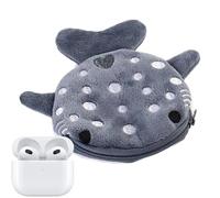 Porte-Monnaie Requin - Mignon Design Brodé, Compact Avec Charnière, Petit Portefeuille Pour Écouteurs En Forme De Bande Dessinée, Mini Sac Pour Les Journaux Pour Les Enfants, gris, référence à la