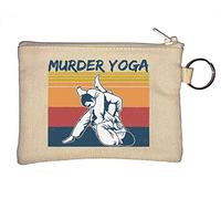 Porte-monnaie rétro Jiu Jitsu brésilien avec inscription « Murder Yoga » Beige