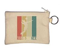 Porte-monnaie rétro style poster Kiss My Ace Volleyball graphique Beige