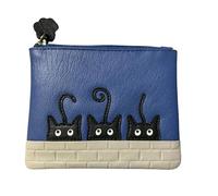 Porte-monnaie RFID en cuir noir Peek A Boo Cats Mala Leather, bleu, Taille unique, Porte-monnaie et cartes