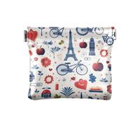 Porte-monnaie romantique en cuir pour femme Motif Paris sur la Saint-Valentin, Dessin animé Paris romantique sur la Saint-Valentin, 1 size, Impression artistique