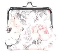 Porte-monnaie romantique en cuir rose doux avec boucle de verrouillage, Fleur romantique rose tendre, Classique