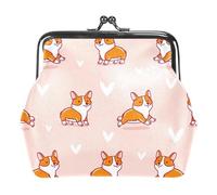 Porte-Monnaie Rose avec Un Adorable Corgi, Fermeture Baiser, Grande capacité, Porte-Monnaie Mignon pour Voiture (Femme)