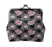 Porte-Monnaie Rose en Similicuir à Motif Toile d'araignée pour Femme, avec Fermoir Baiser, Portefeuille Fonctionnel à Double Fermoir, Cadeau Original pour Un Anniversaire