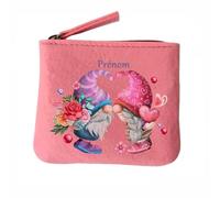 Porte Monnaie Rose Motif Lutin Coeur Personnalisable