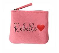 Porte Monnaie Rose Motif Rebelle et Coeur